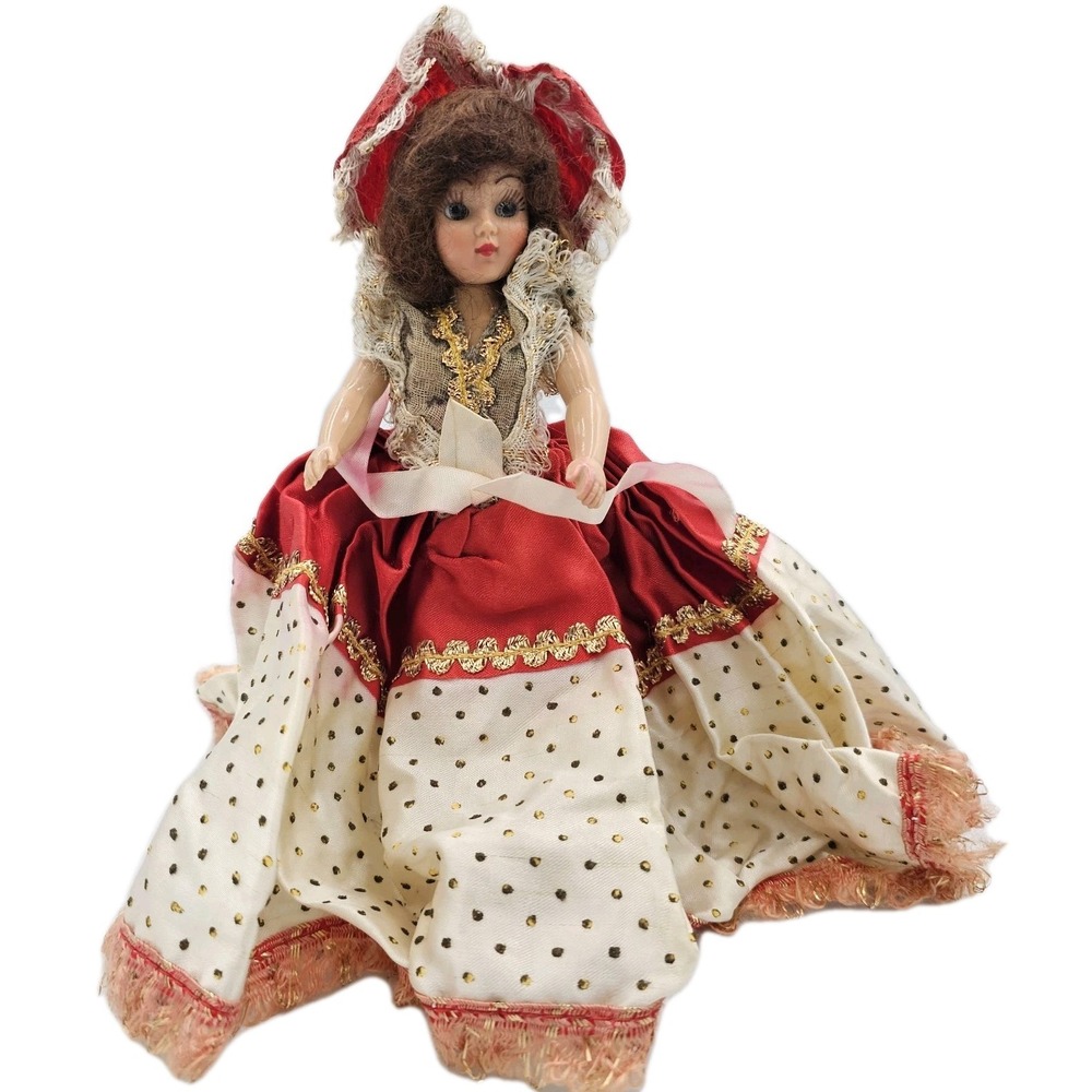 Vintage 1950s 7" Sleepy Eye Doll Victorian Style Dress Collectible Toy Flaws